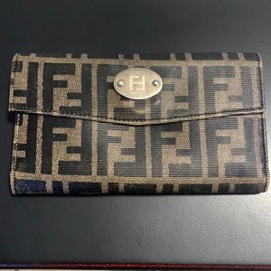 Vintage Fendi monogram checkbook bifold wallet